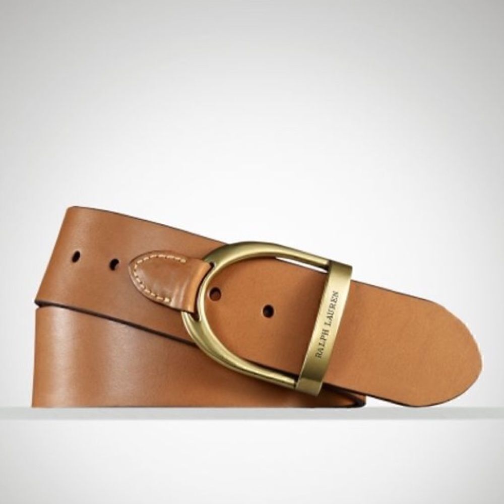 Ralph Lauren Brown Vachetta & Gold Tone Equestrian Stirrup Belt - Picture 12 of 16